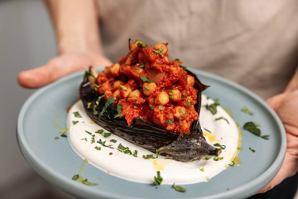 Baked Eggplants with Spicy Braised Chickpeas and Yogurt — Ooni USA