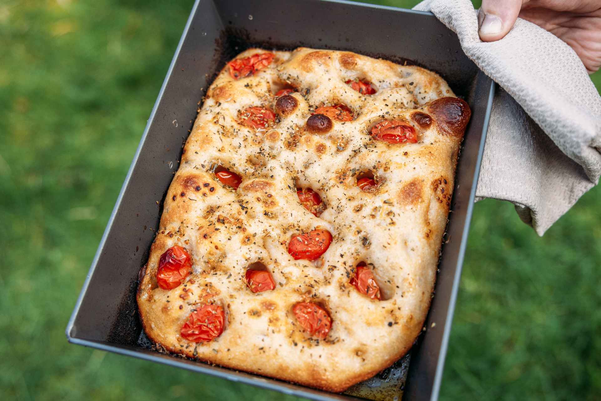 Leftover Dough Focaccia with Tomatoes and Oregano Recipe — Ooni USA