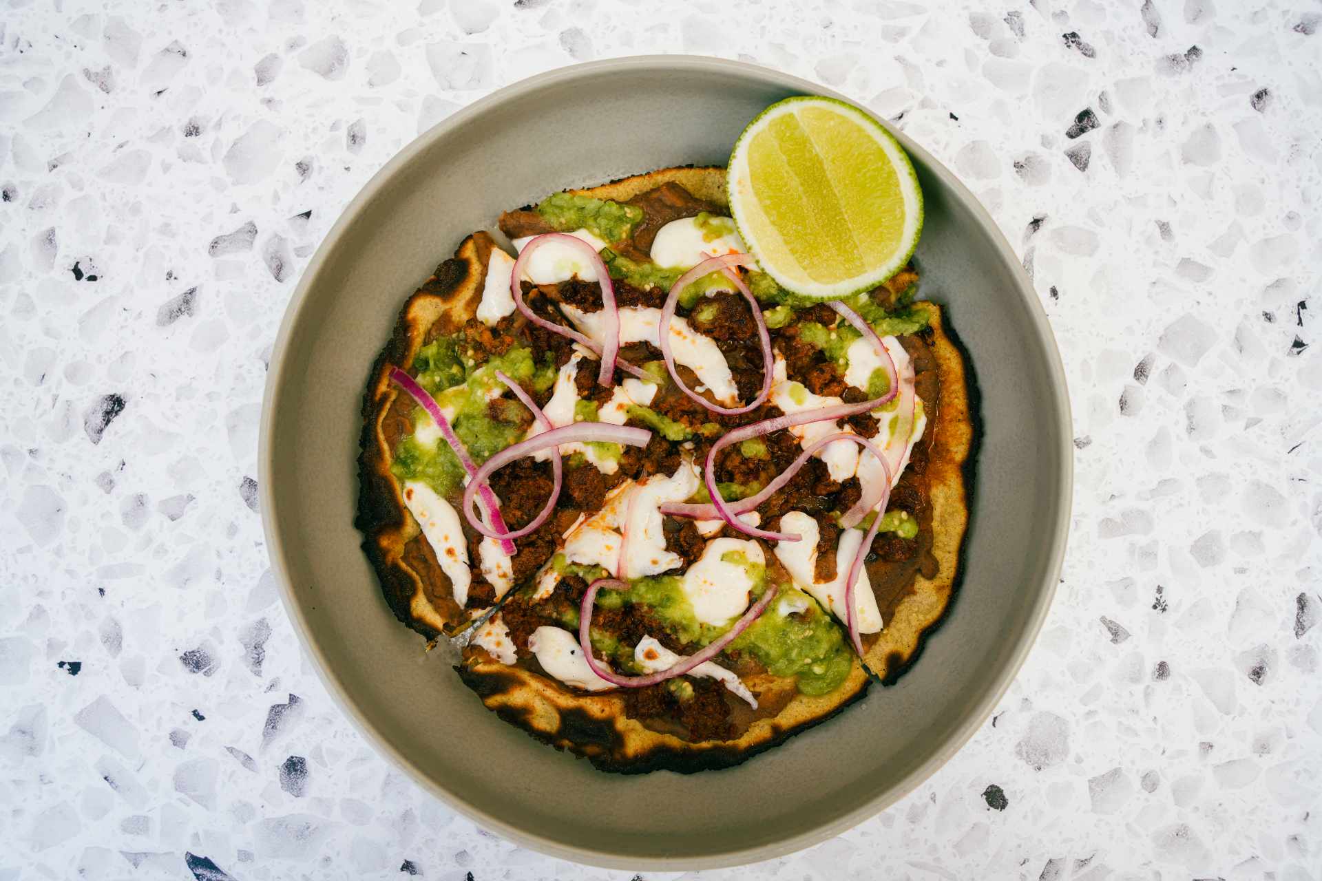 Masienda Tlayudita: Corn Tortilla “Pizza” with Crumbled Chorizo