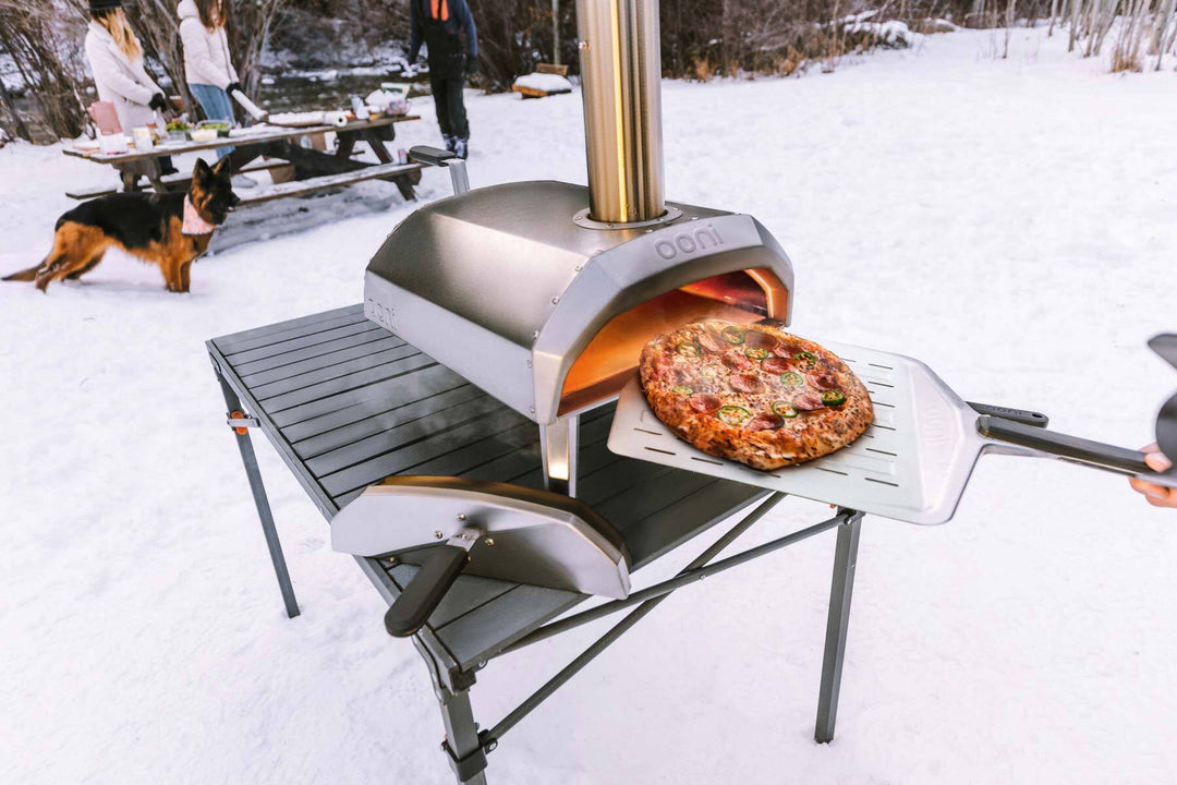 Ooni Karu 12 pizza oven in the snow