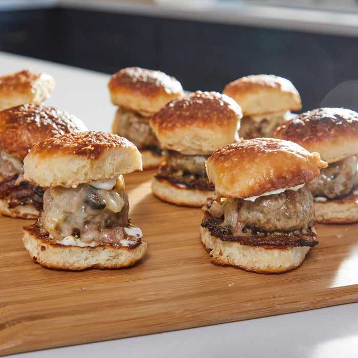 Cheesy Meatball Sliders with Caramelized Onions
