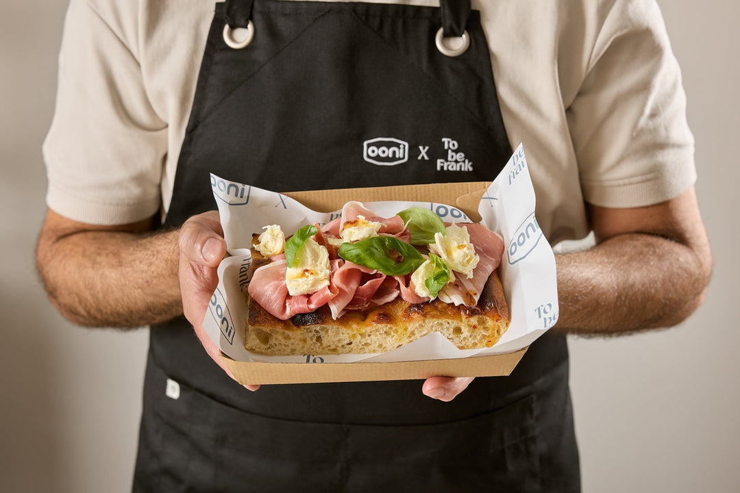 To Be Frank Focaccia Romana With Prosciutto, Fresh Burrata, Hot Honey and Basil