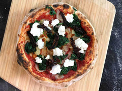 Vegan Ricotta, Spinach & Caramelized Onion Pizza