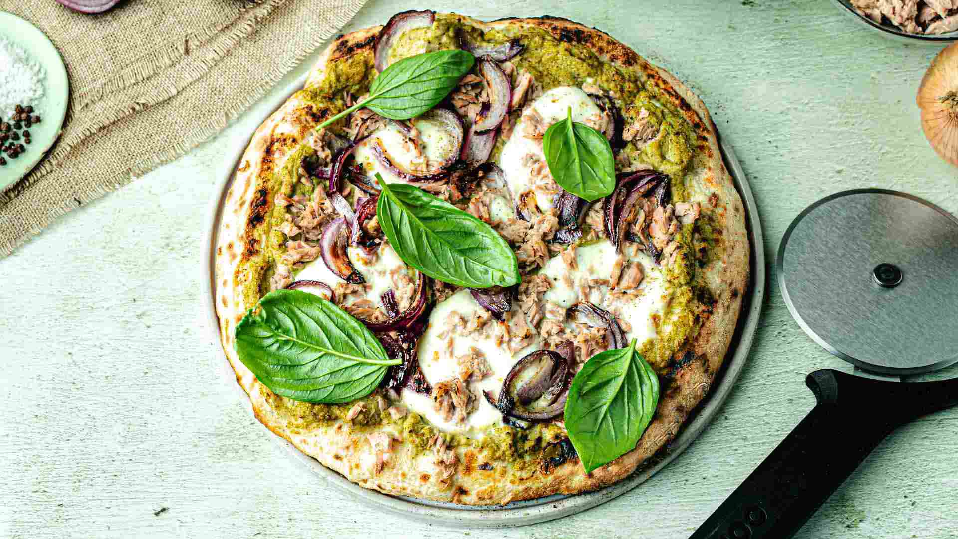 Tuna Pizza with Broccoli and Mascarpone Cream Recipe — Ooni USA