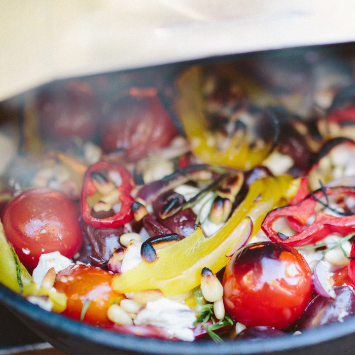 Roast Bell Peppers, Red Onion and Tomatoes with Feta