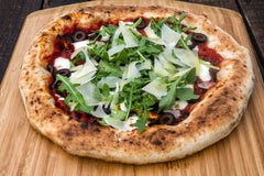 Olive, Sundried Tomato, and Rocket Pizza