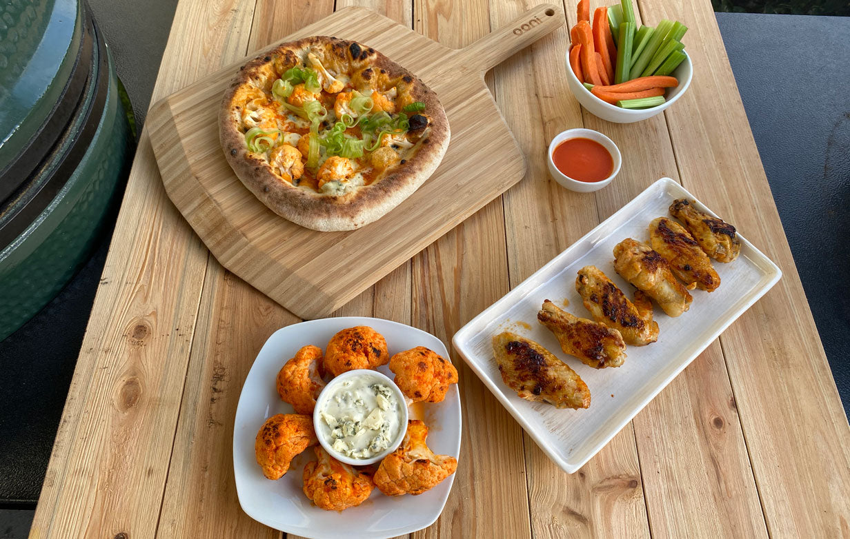 Sous Vide Flame Cooked Buffalo Chicken Wings &amp; Buffalo Cauliflower Pizza — Ooni USA