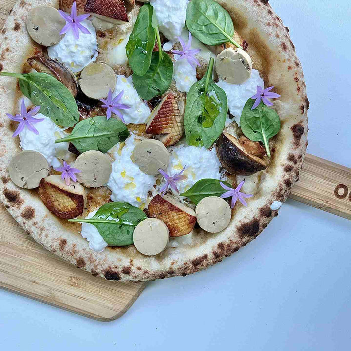 Confit Foie Gras and Porcini Mushroom Pizza by Manon Santini