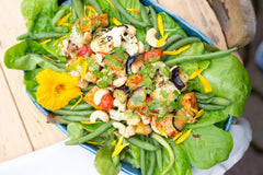 Spicy Tofu Salad with Cashews & Eggplant