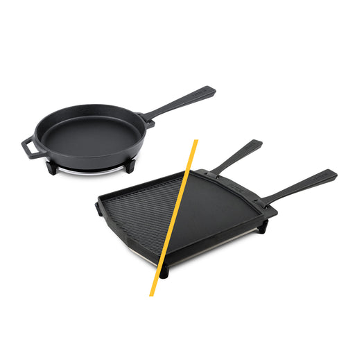 Ooni Dual-Sided Grizzler Plate and Cast Iron Skillet Pan Bundle