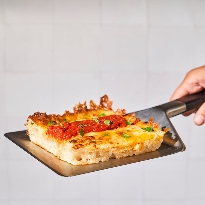 Detroit Pizza on Spatula | Click this image to open up the product gallery modal. The product gallery modal allows the images to be zoomed in on.