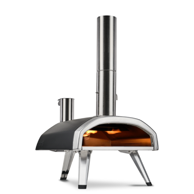 Fyra 12 pizza oven with flames lit